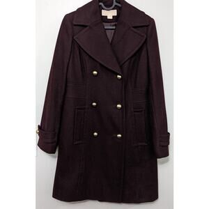 Michael Kors Women's Dark Plum Double Breasted Dress Winter Coat Size 2